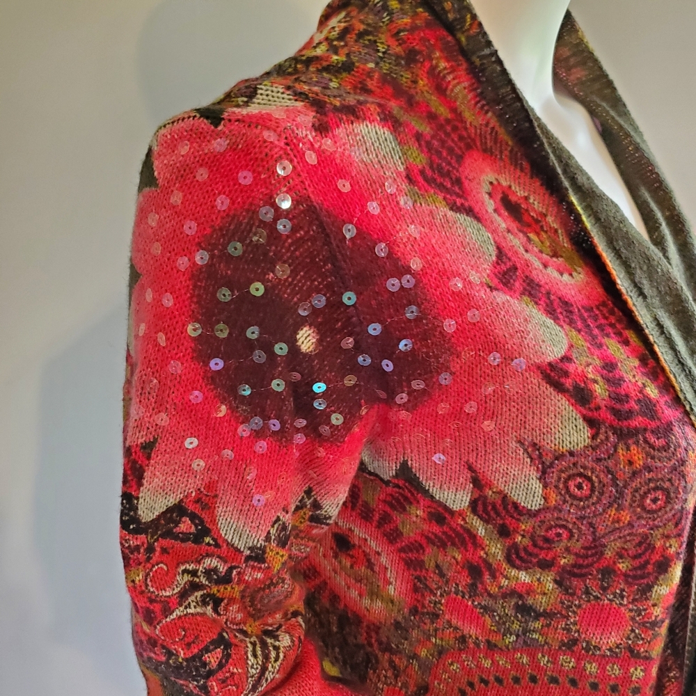 Desigual Multicolor Floral Knit Cardigan XL - Picture 2 of 6